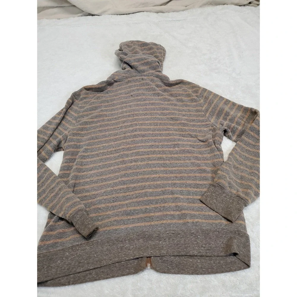 The North Face Brown Striped Full Zip Up Hooded Sweater Men Large Casual Logo